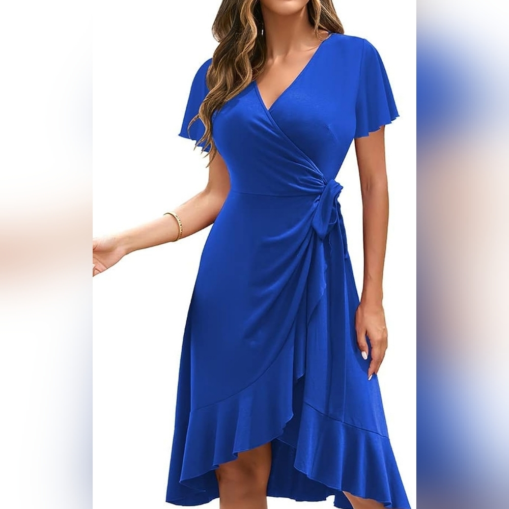 *New OWIN Women's Summer Casual Short Sleeve wrap cocktail dress.